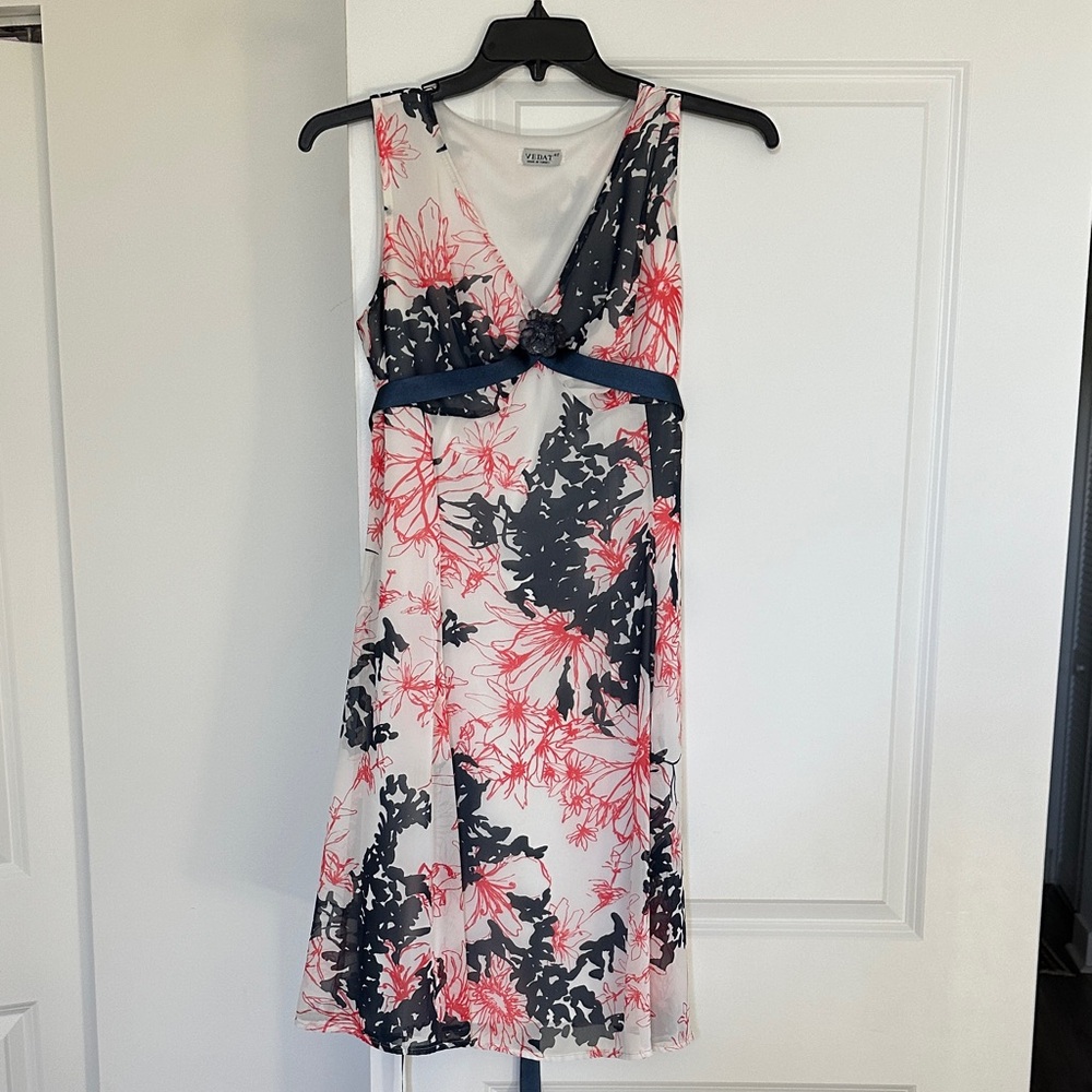 Floral Sleeveless Dress - Pink and Black